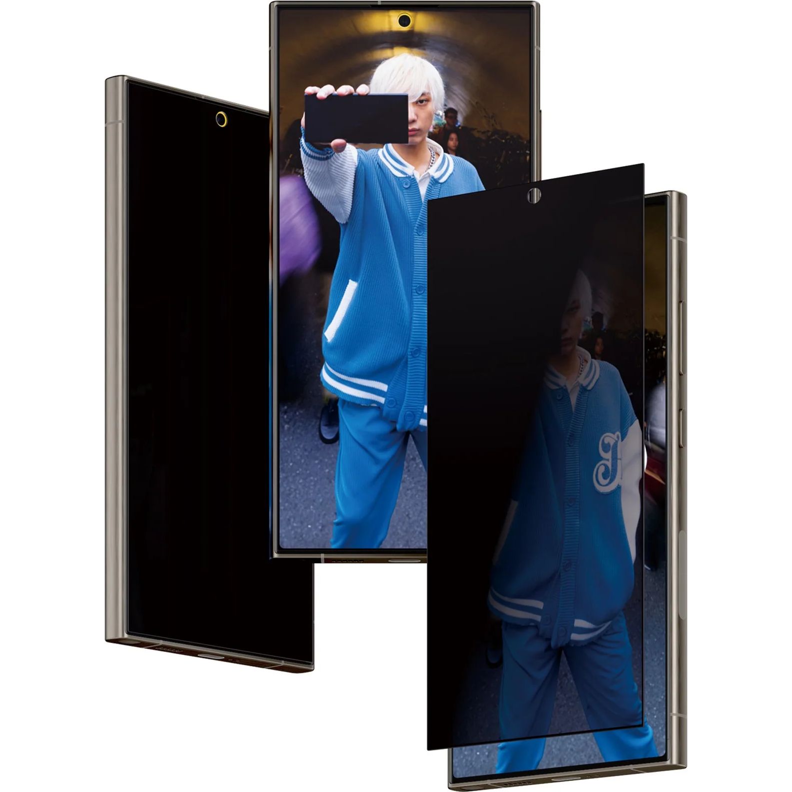 Szkło hartowane na cały ekran PanzerGlass Ultra-Wide Fit Privacy + EasyAligner do Galaxy S24 Ultra, przyciemniane z czarną ramką, szkło z filtrem prywatyzującym, szybka